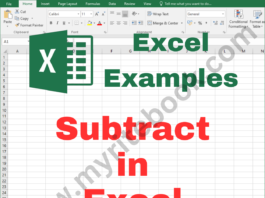 Excel Example - Subtract in Excel