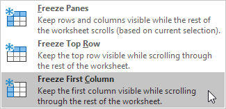 Freeze First Column