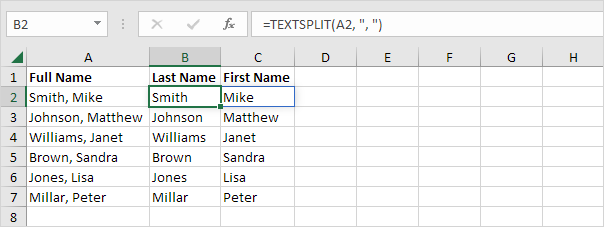 TEXTSPLIT function